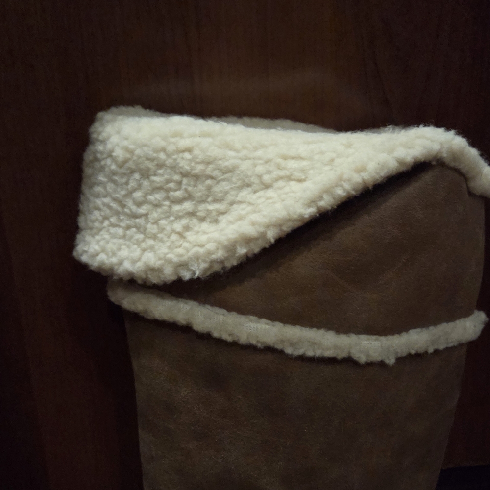 White Mountain Brown Knee-High Boots with Cream Trim - Picture 5 of 14